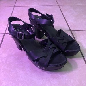 Black Kork-Ease Chunky Heels